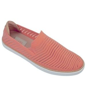 UGG Sammy Chevron Stretch Knit  Slip-On  Trainers  Leather Sneakers Pink/Coral